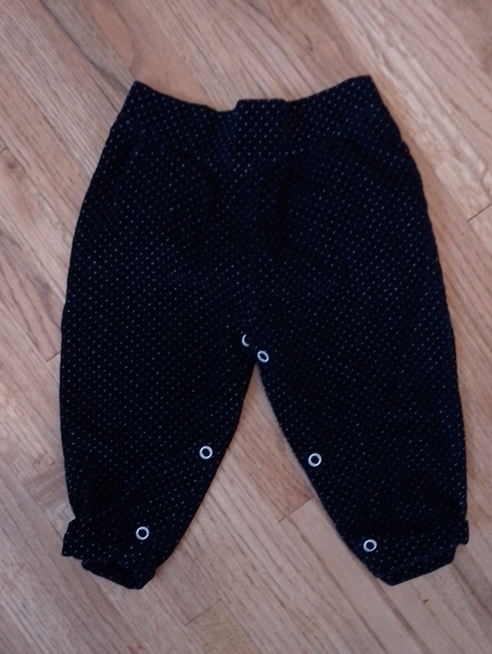 Vintage Black & Whote Polka Dot Baby Bottoms Elastic Waist Dress Pants Cotton